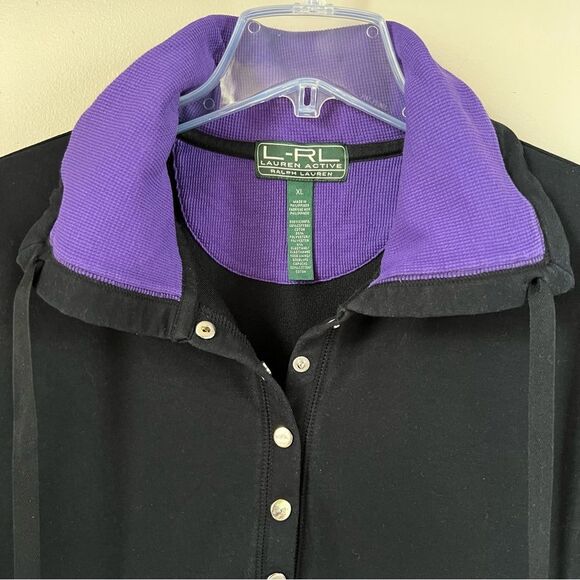 LRL Lauren Y2K Green Label Active Preppy Black Purple Athleisure Sweatshirt XL - Picture 3 of 13